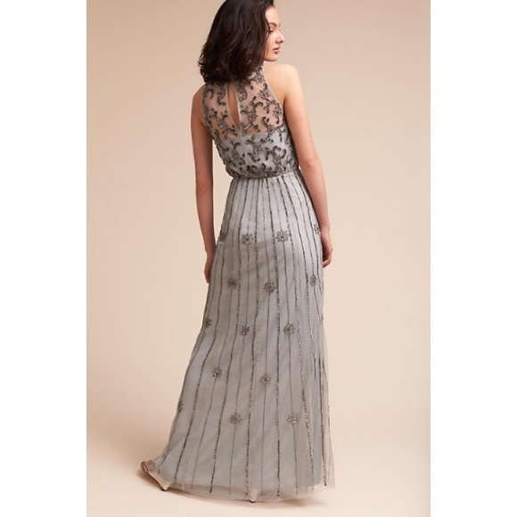 BHLDN Amada Dress Beaded Blue Maxi Gown 0 - Picture 4 of 10